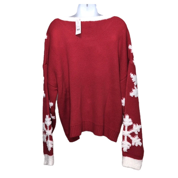 33 Degrees Ugly Christmas Sweater Womens Size XXL Red White Snowflakes NEW NWT - Picture 3 of 15